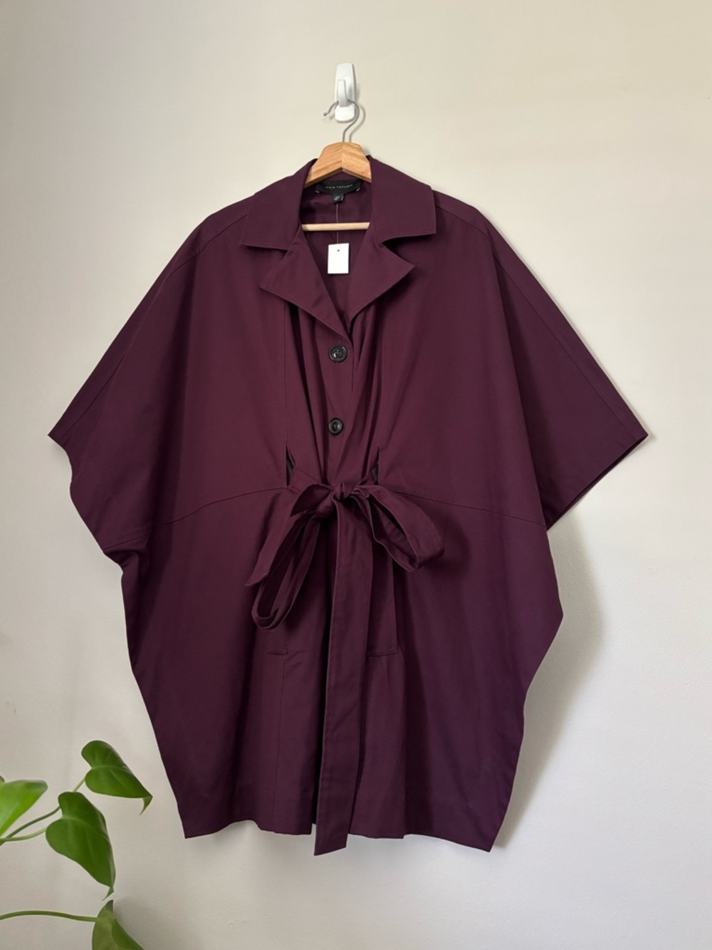 Ann Taylor Cotton Plum Trench Poncho